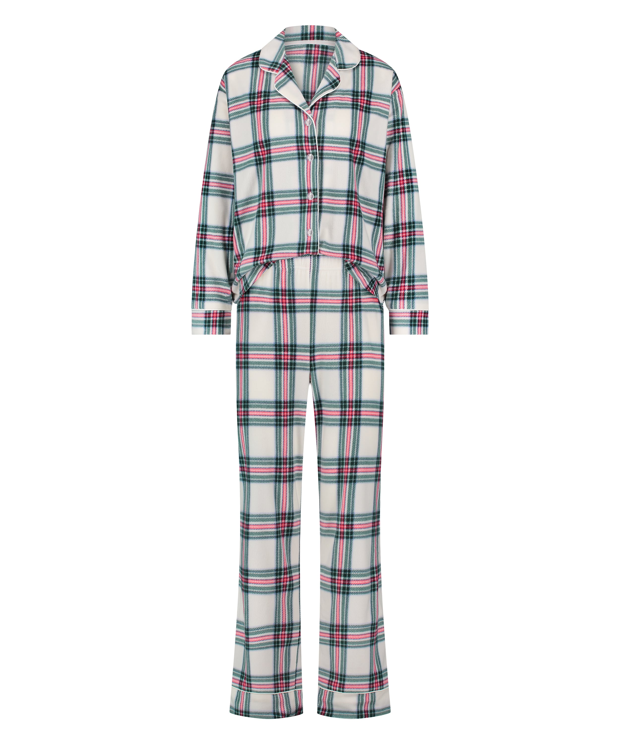 Fleece Pyjama Set, White, main