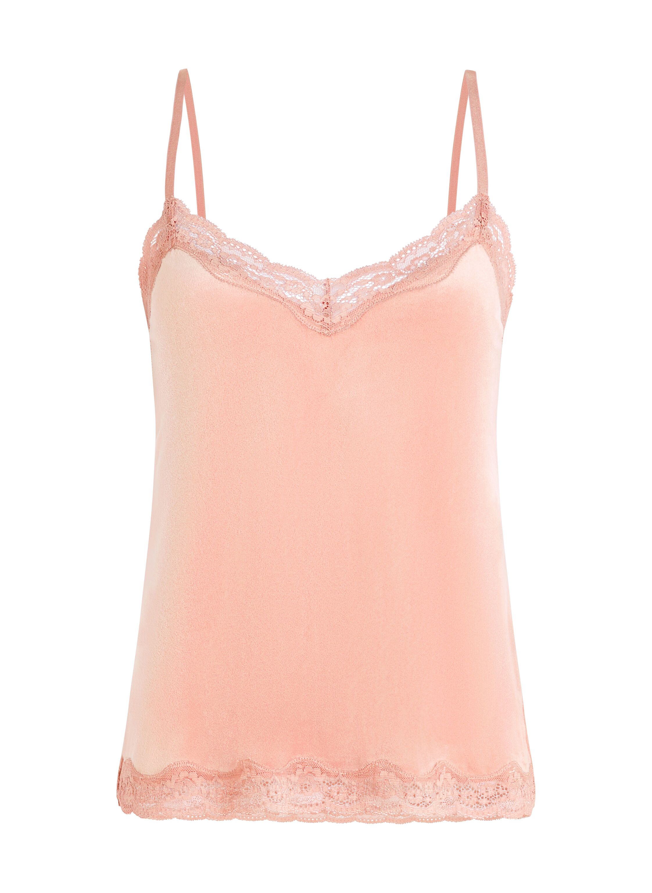 Velours Lace Cami Top, Pink
