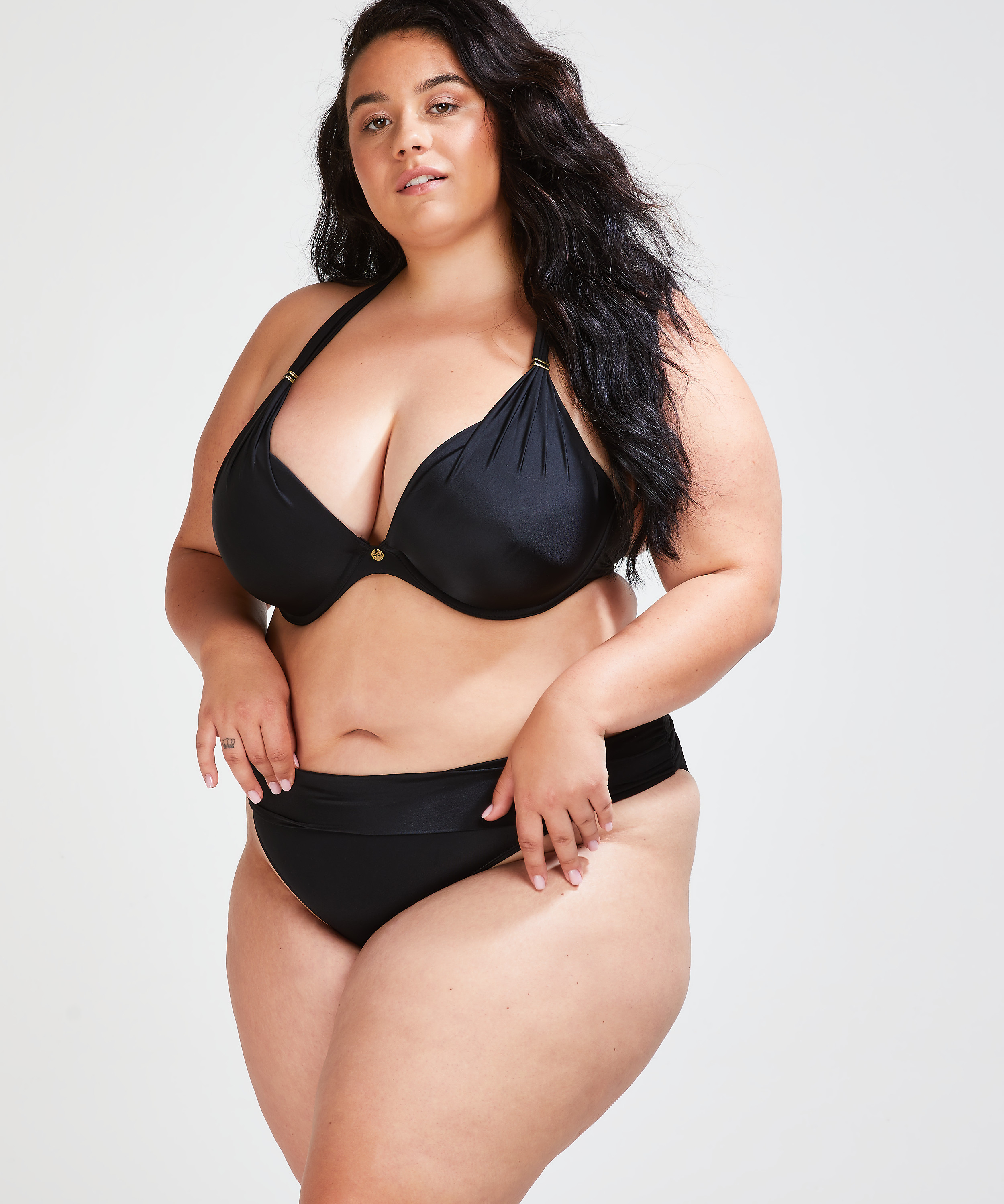 Sunset Dreams padded underwired bikini top Cup E +, Black, main