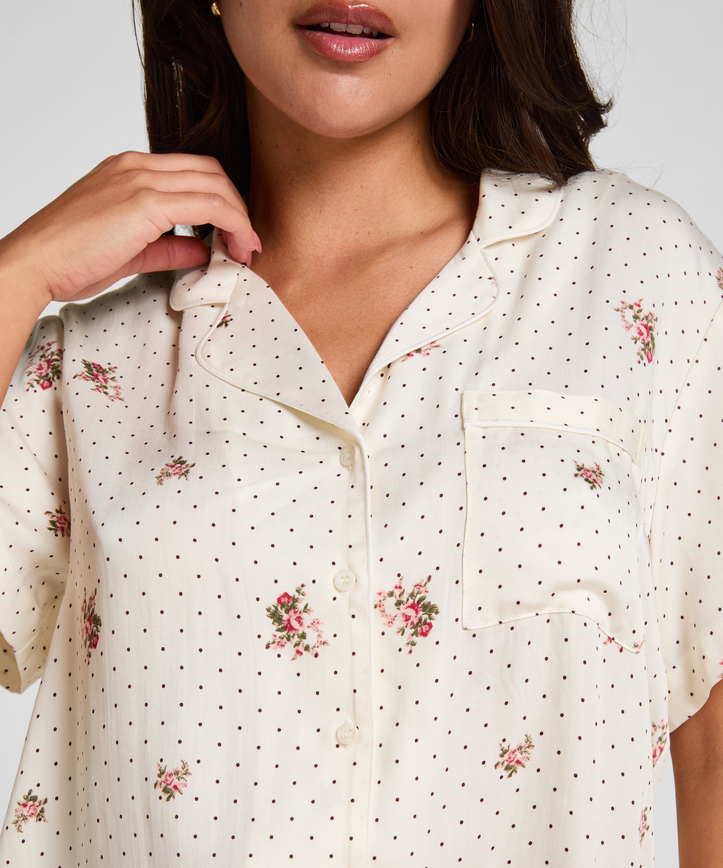 Pyjama Jacket Satin, White, main