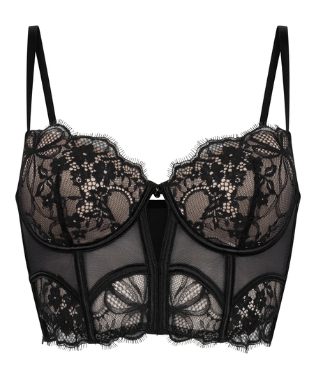 Prina Padded Underwired Longline Bra, Black