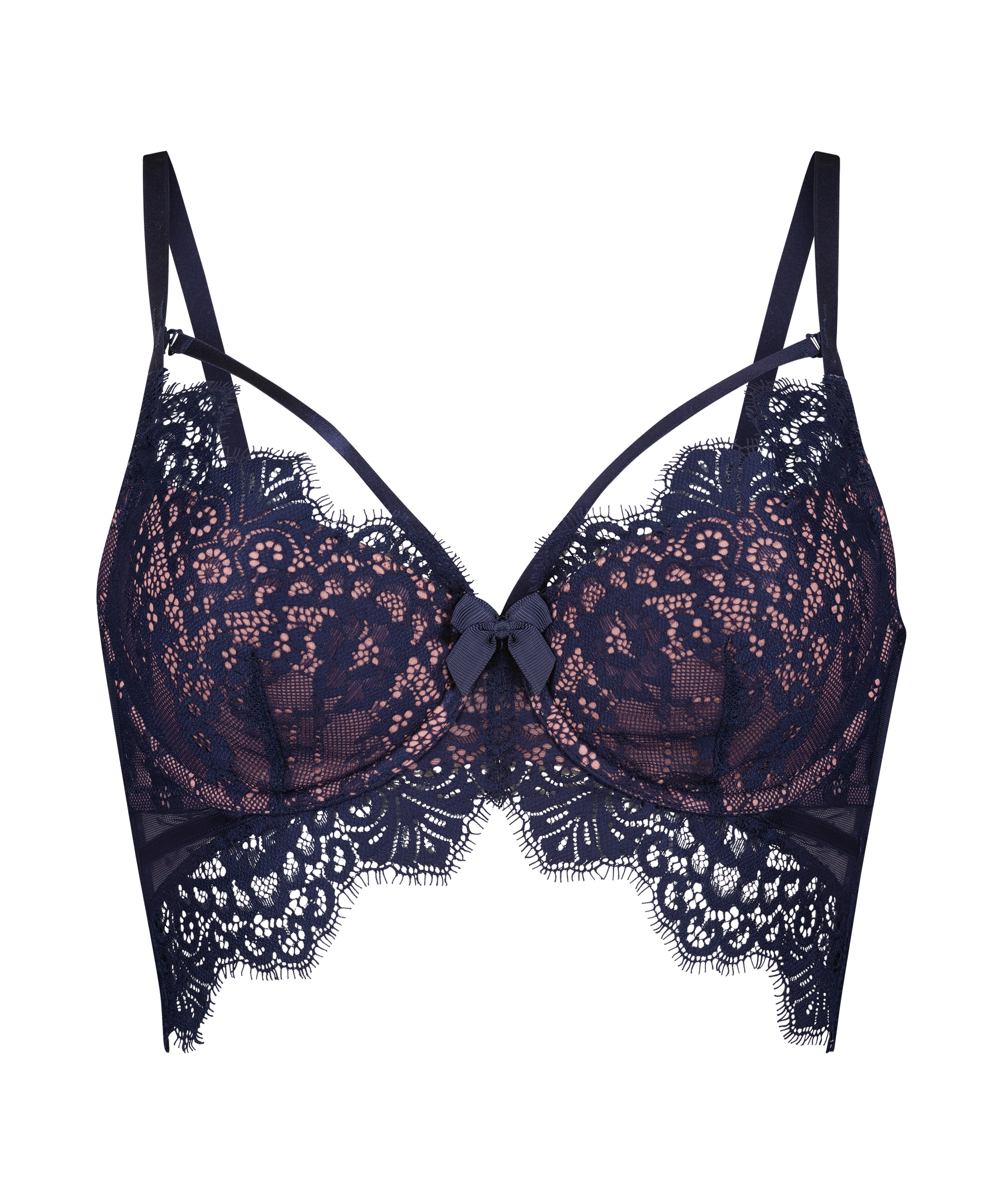 Marilee Padded Underwired Longline Bra, Blue, main