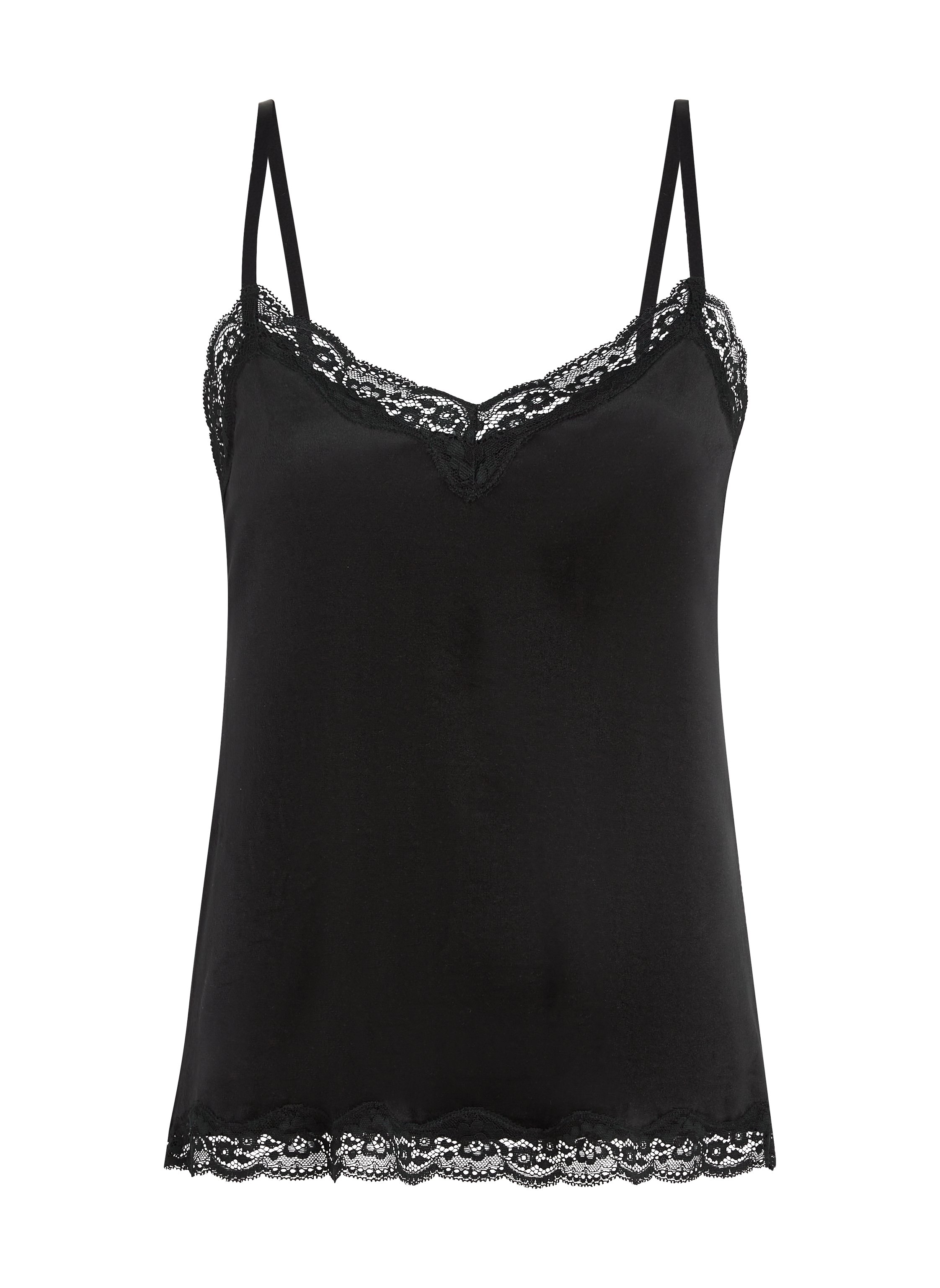 Velours Lace Cami Top, Black, main