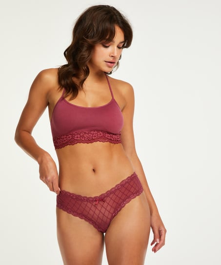 V-shaped Brazilian knickers mesh, Red