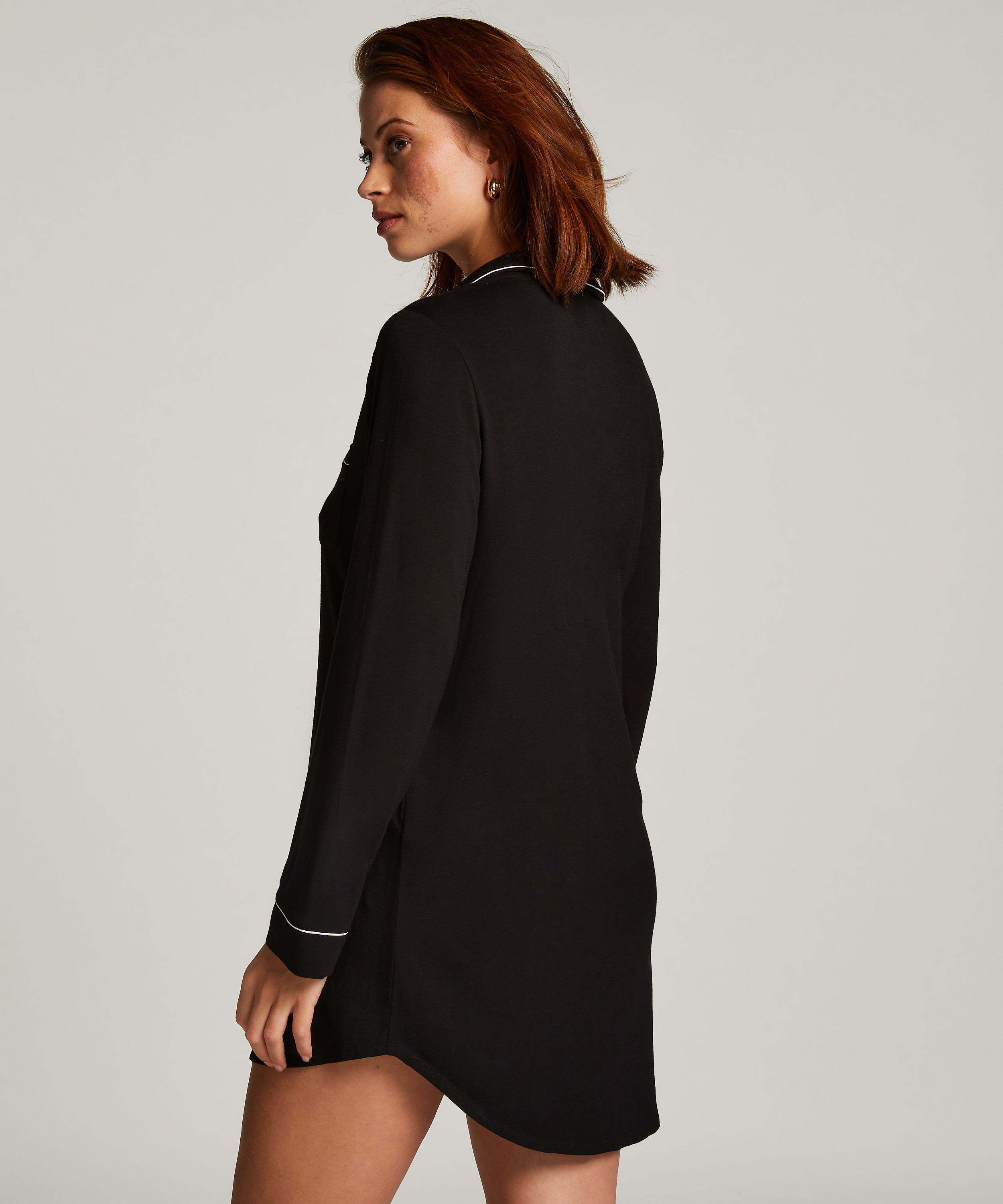 Essential Jersey Shirtdress, Black, main