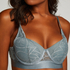 Luna Padded Underwired Longline Bra, Blue