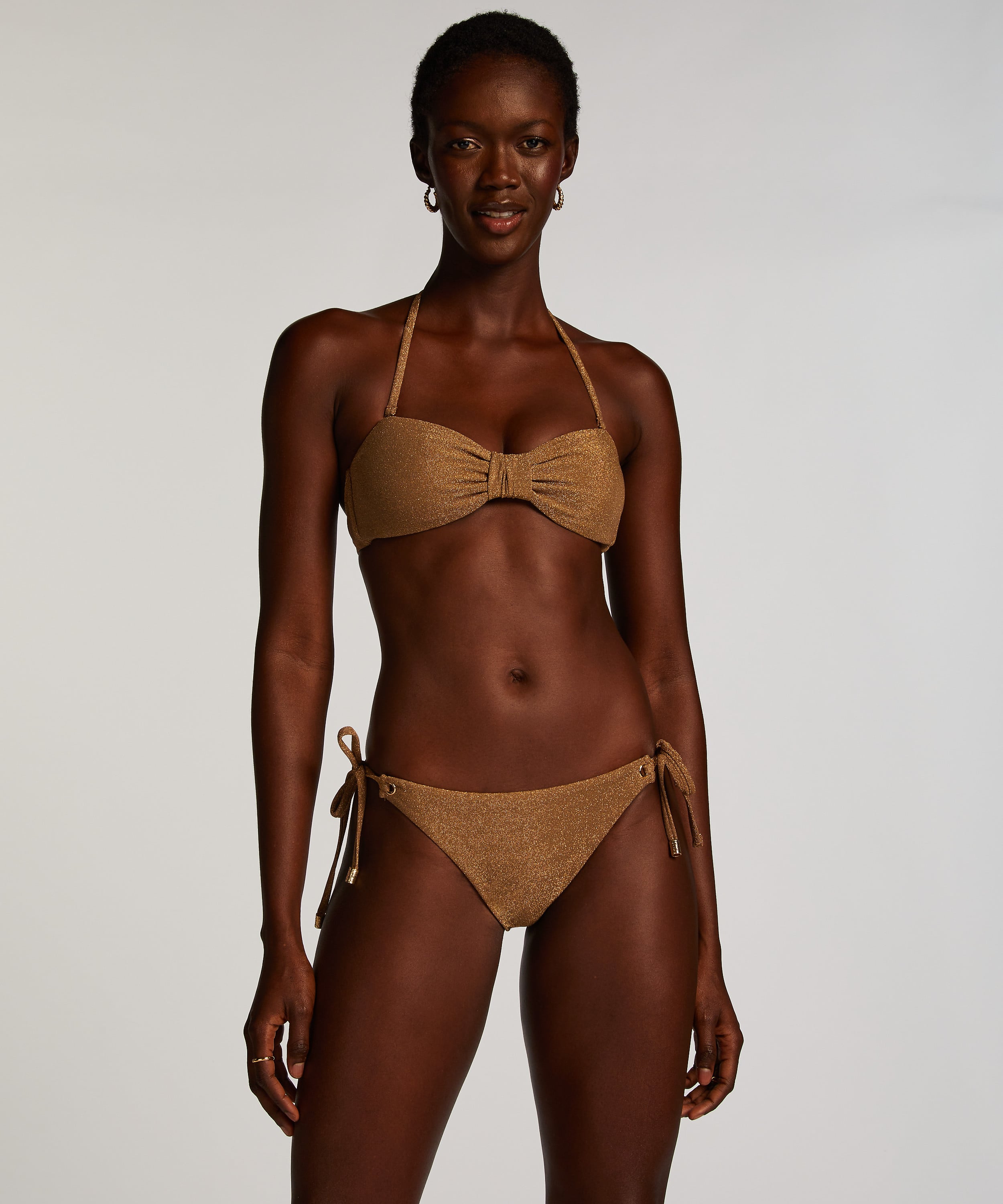 Goldie Shimmer Bandeau Bikini Top, Yellow, main