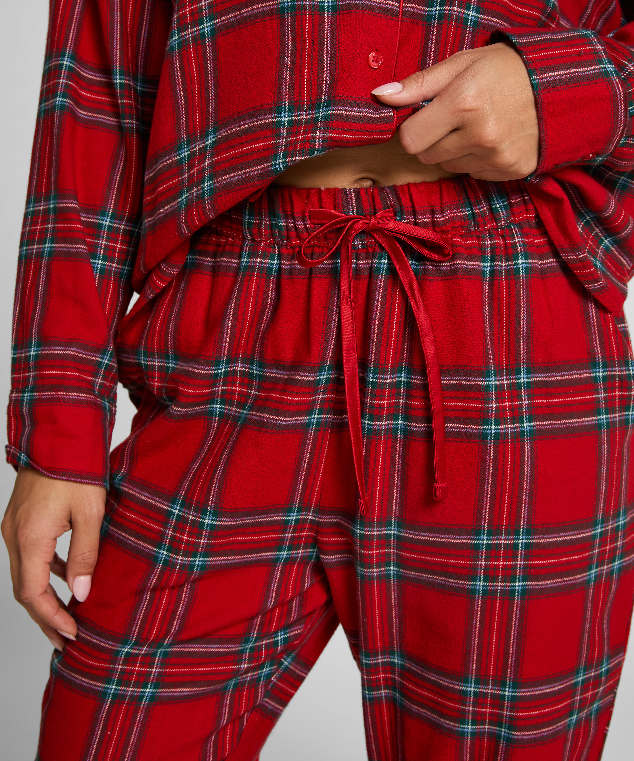 Flannel Pyjama Pants, Red, main