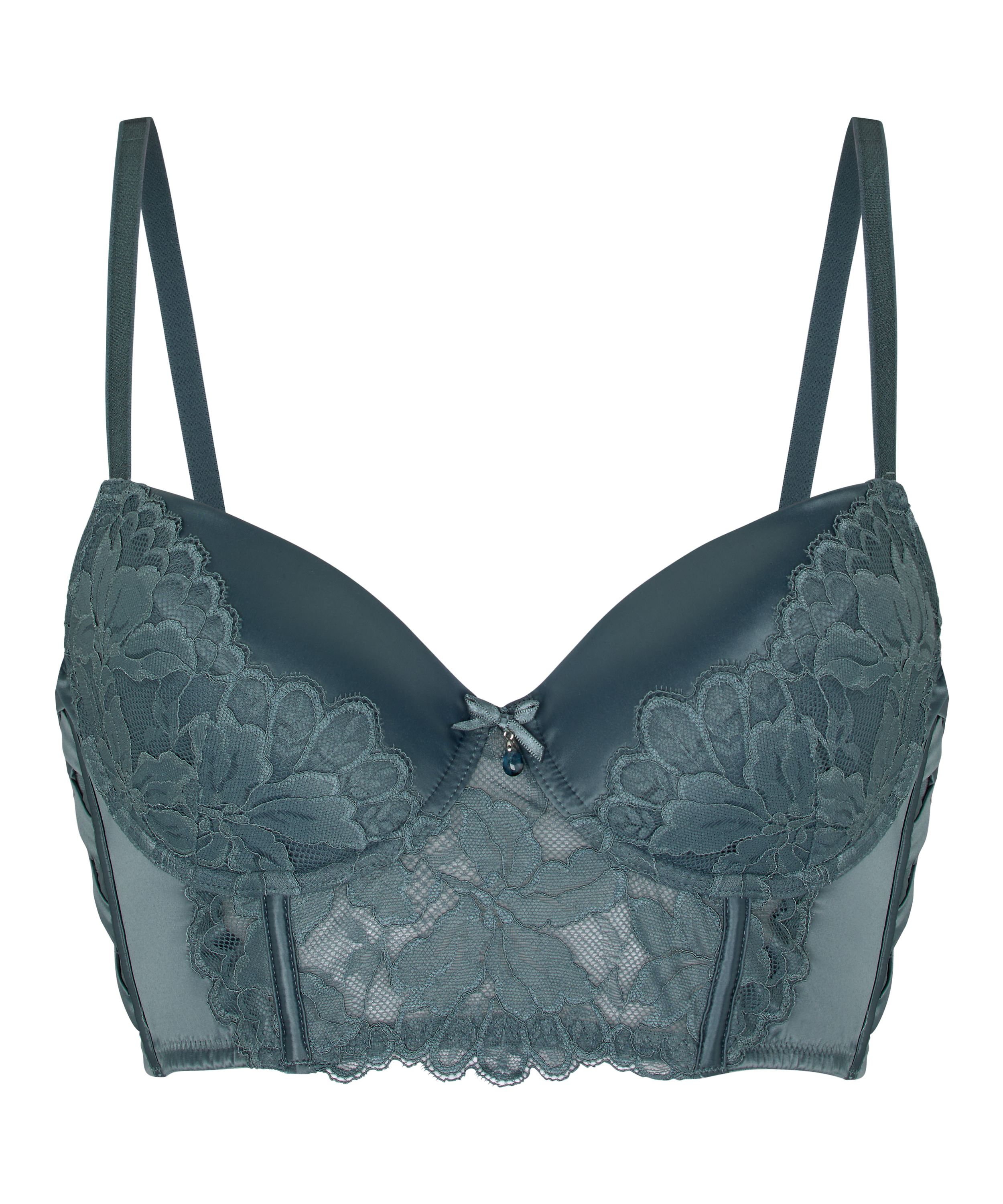 Padded Underwired Longline Bra Viktoria, Blue, main