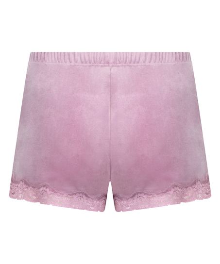 Velvet lace shorts, Purple