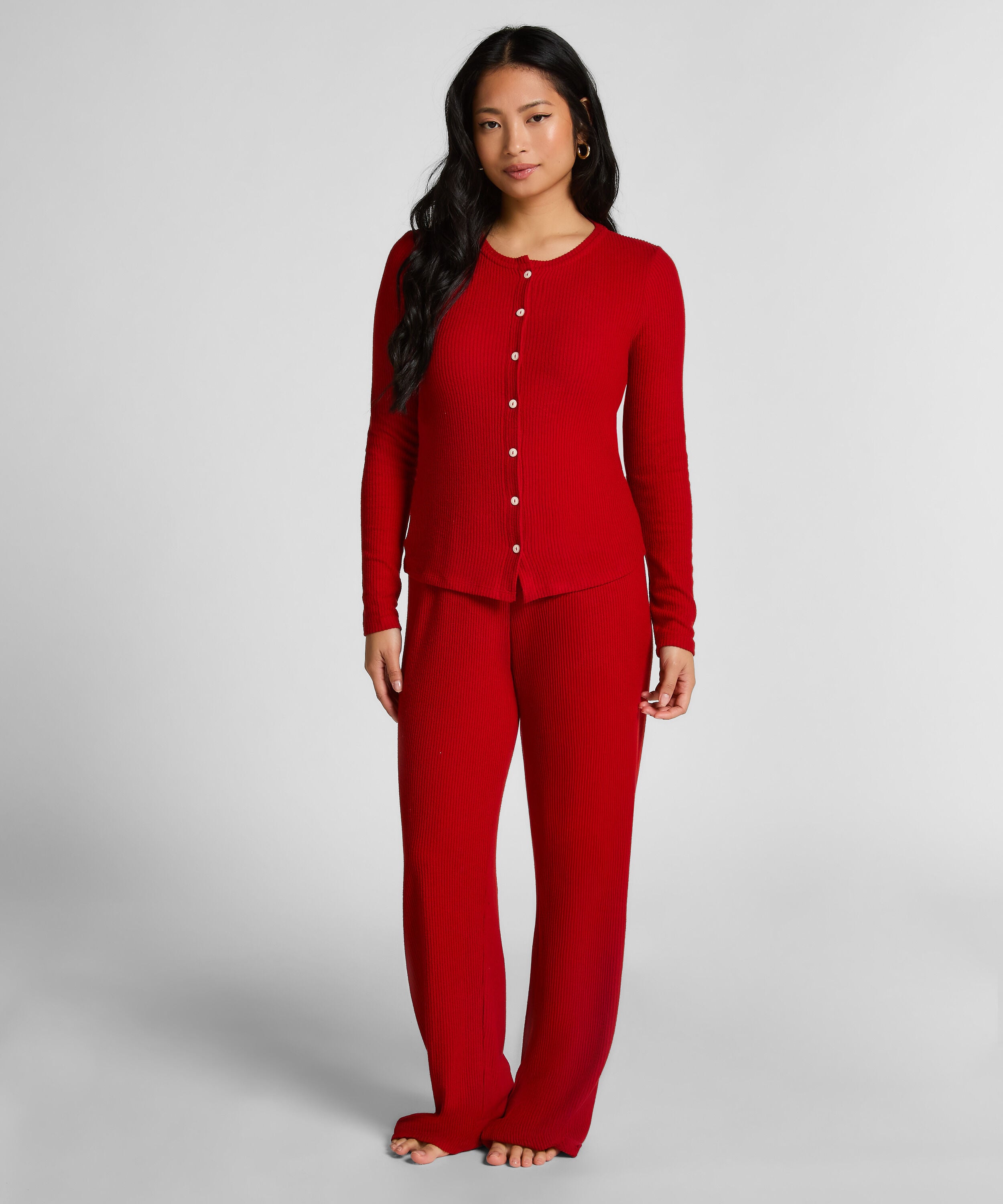 Cardigan Ribbed Jersey, Red