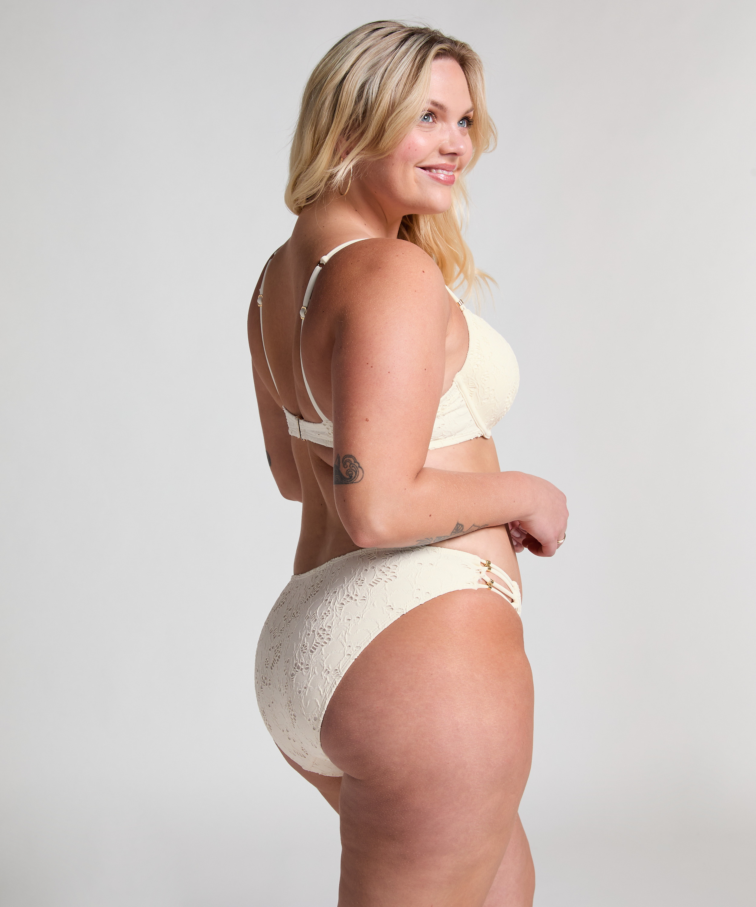 Crochet Bikini Top, White, main
