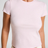 Ribbed Crew Neck Short-Sleeved Pyjama Top, Pink