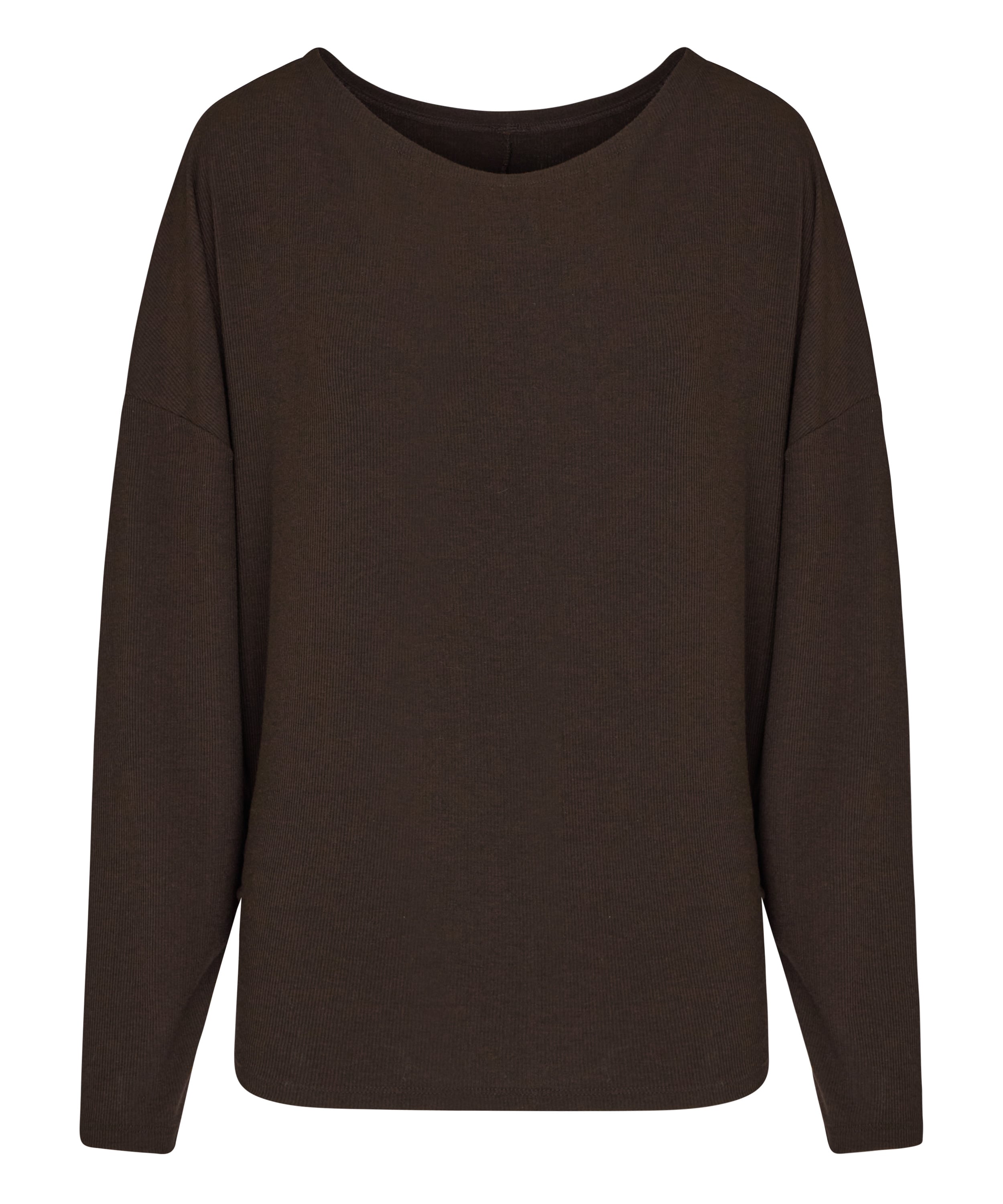 Top Long Sleeves Premium Rib Batwing, Brown, main