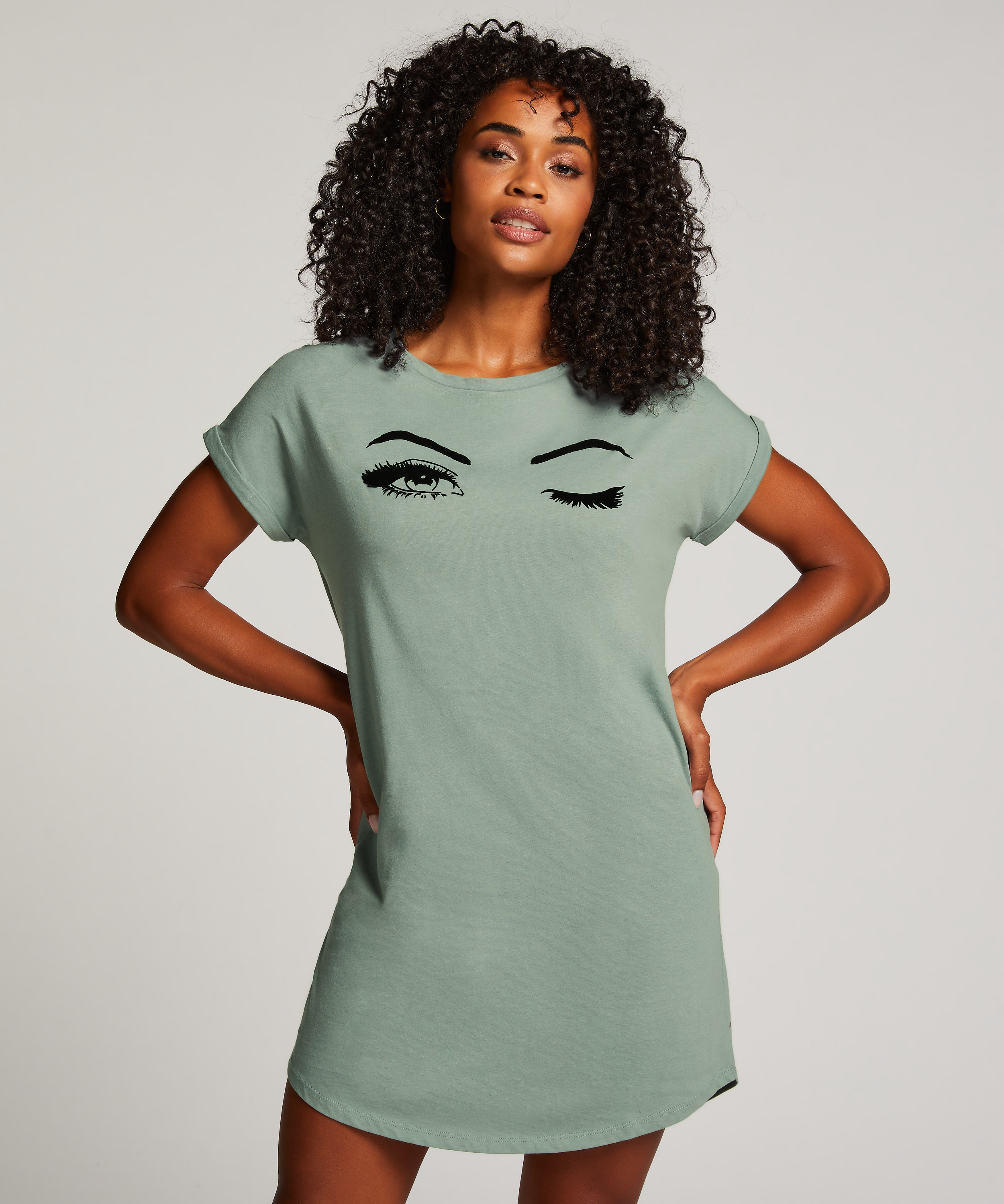 Round Neck Nightshirt, Blue, main