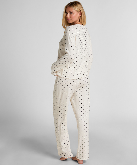 Pyjama Pant Loose Pointelle, White