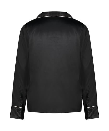 Satin Long-Sleeved Jacket, Black