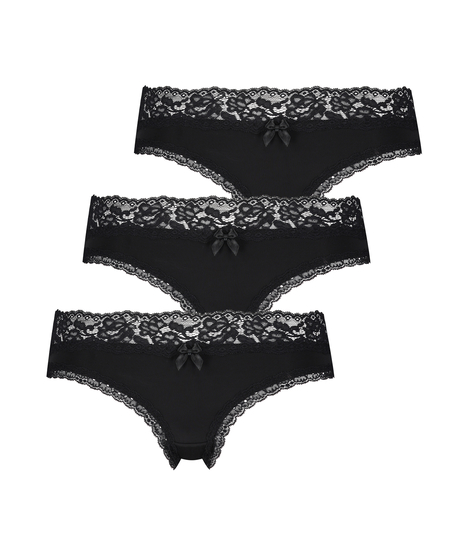 3-Pack Dakota Brazilian Shorts, Black