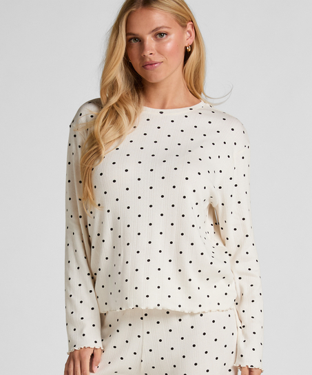Pyjama Top Loose Pointelle, White