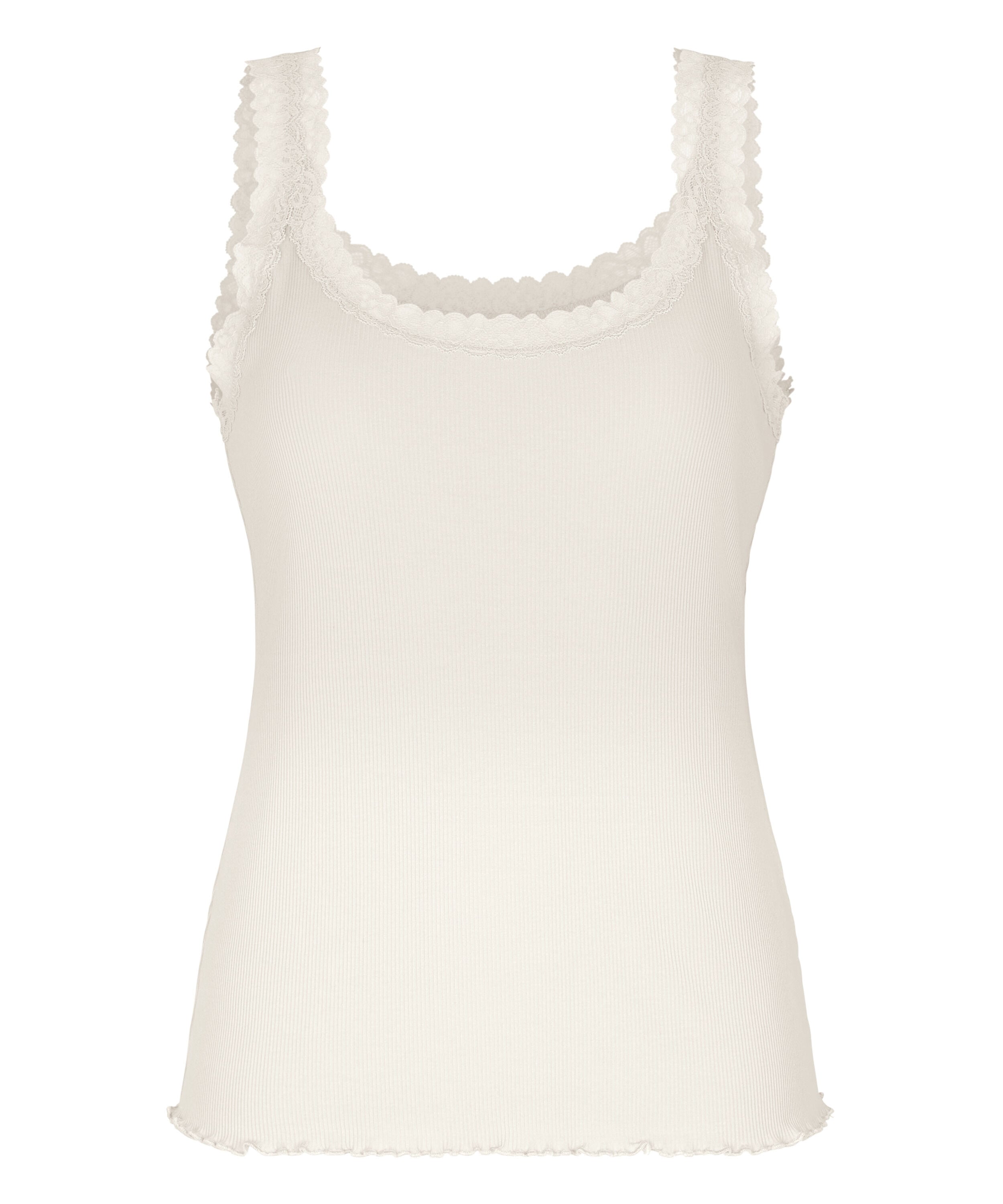 Singlet Rib Jersey Lace, White