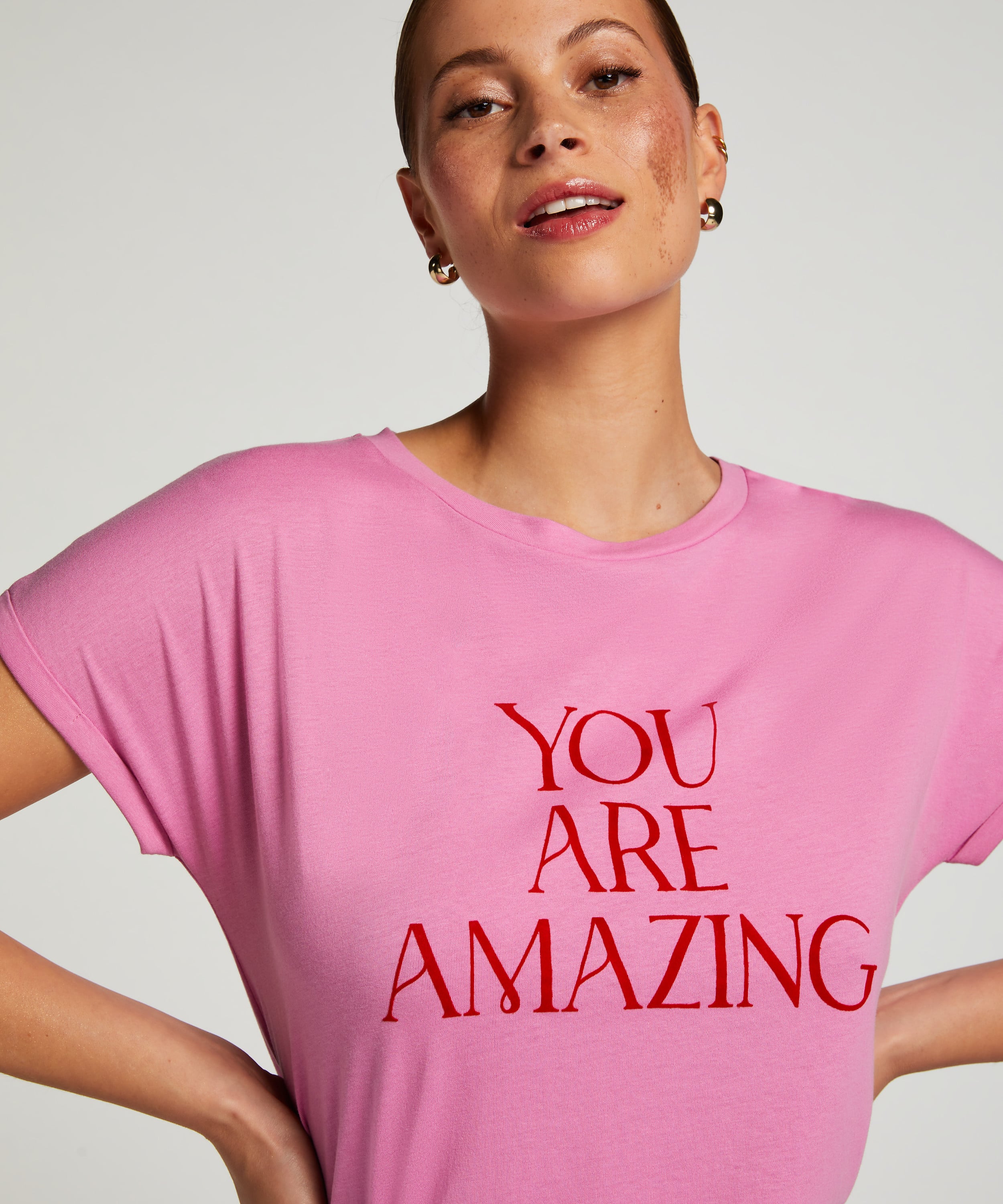 Round Neck Nightshirt, Pink, main