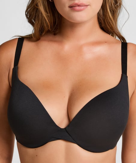 Cotton Padded Underwired Push-Up Bra, Black