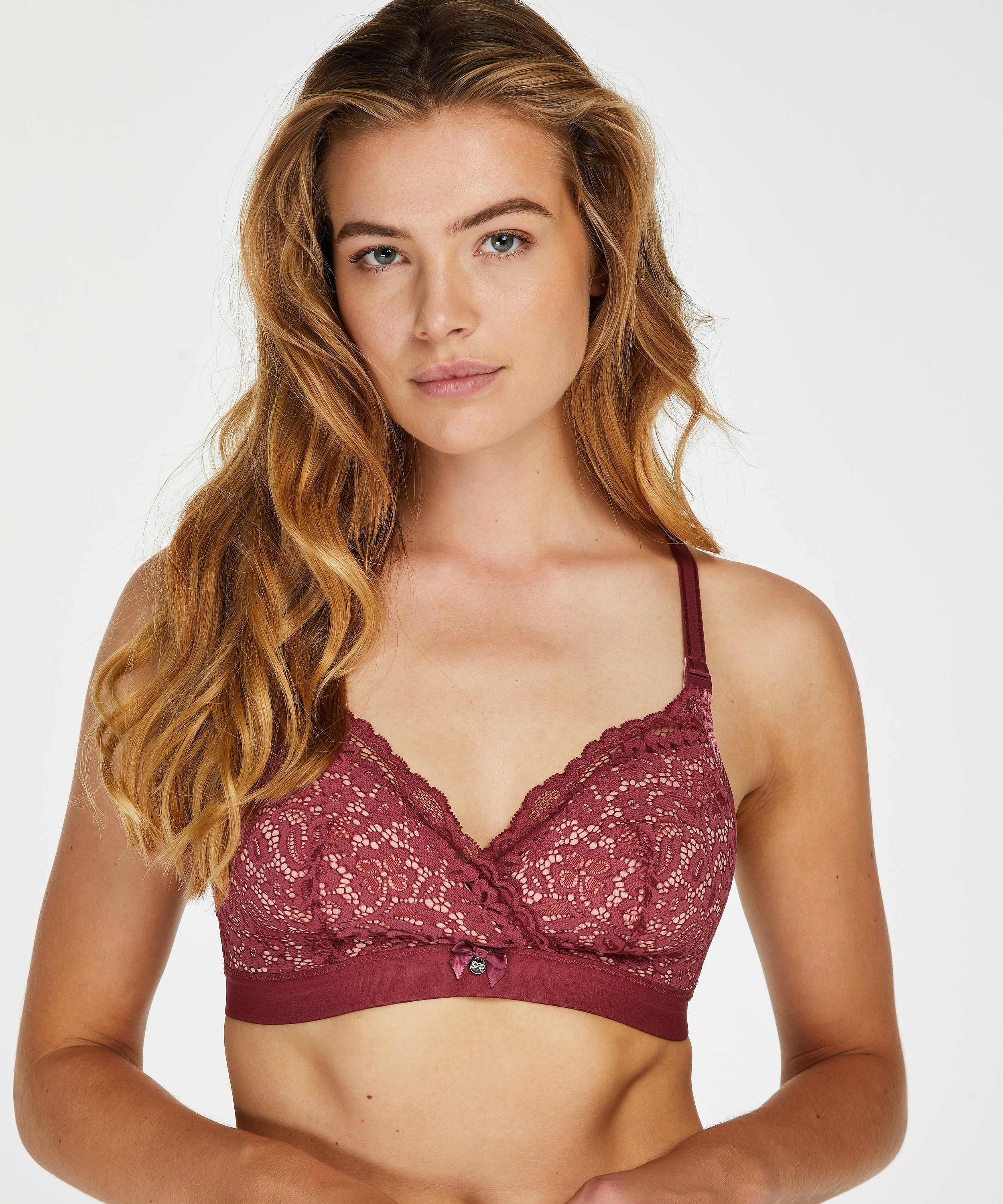 Rose Padded Maternity Nursing Bra, Red, main