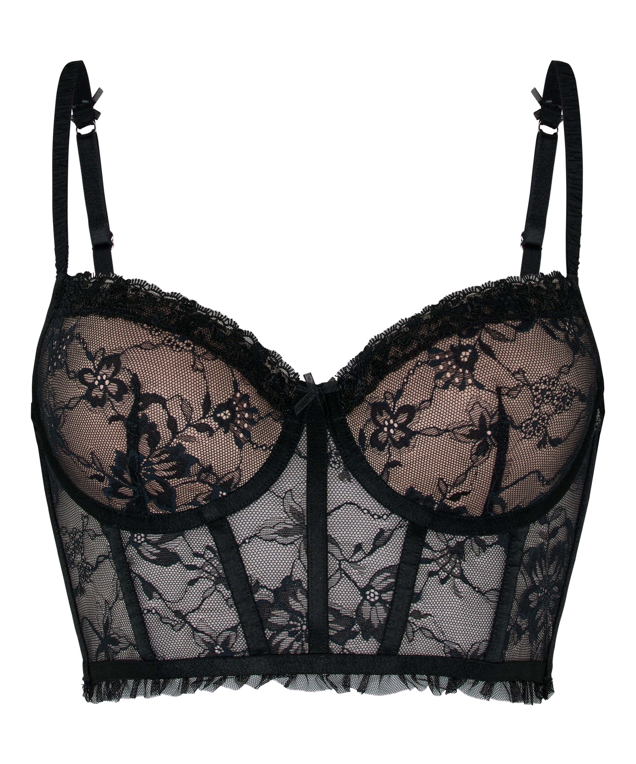 Padded Underwired Longline Bra Felicity, Black, main