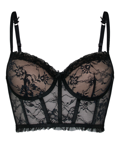 Padded Underwired Longline Bra Felicity, Black