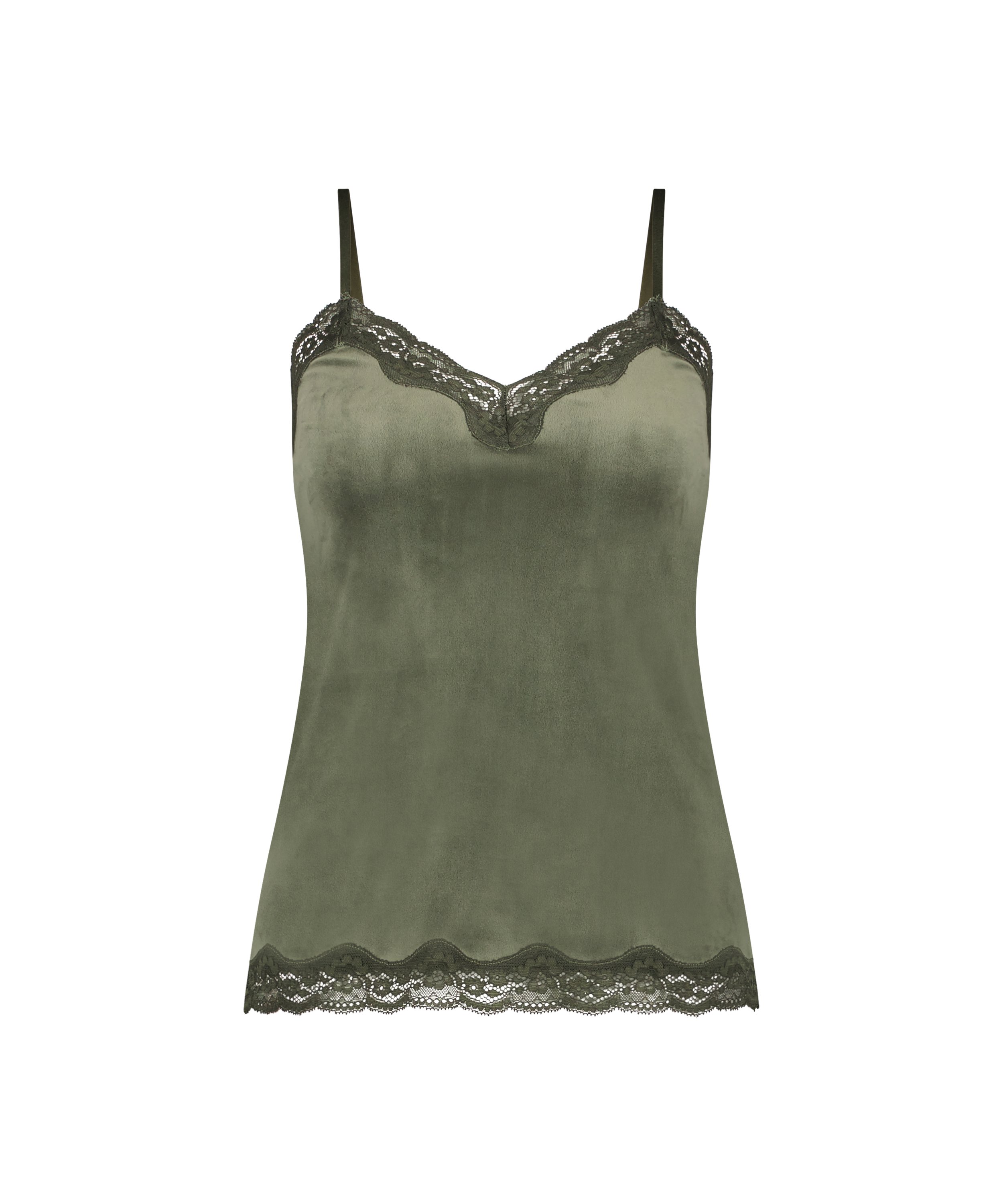 Velours Lace Cami Top, Green, main