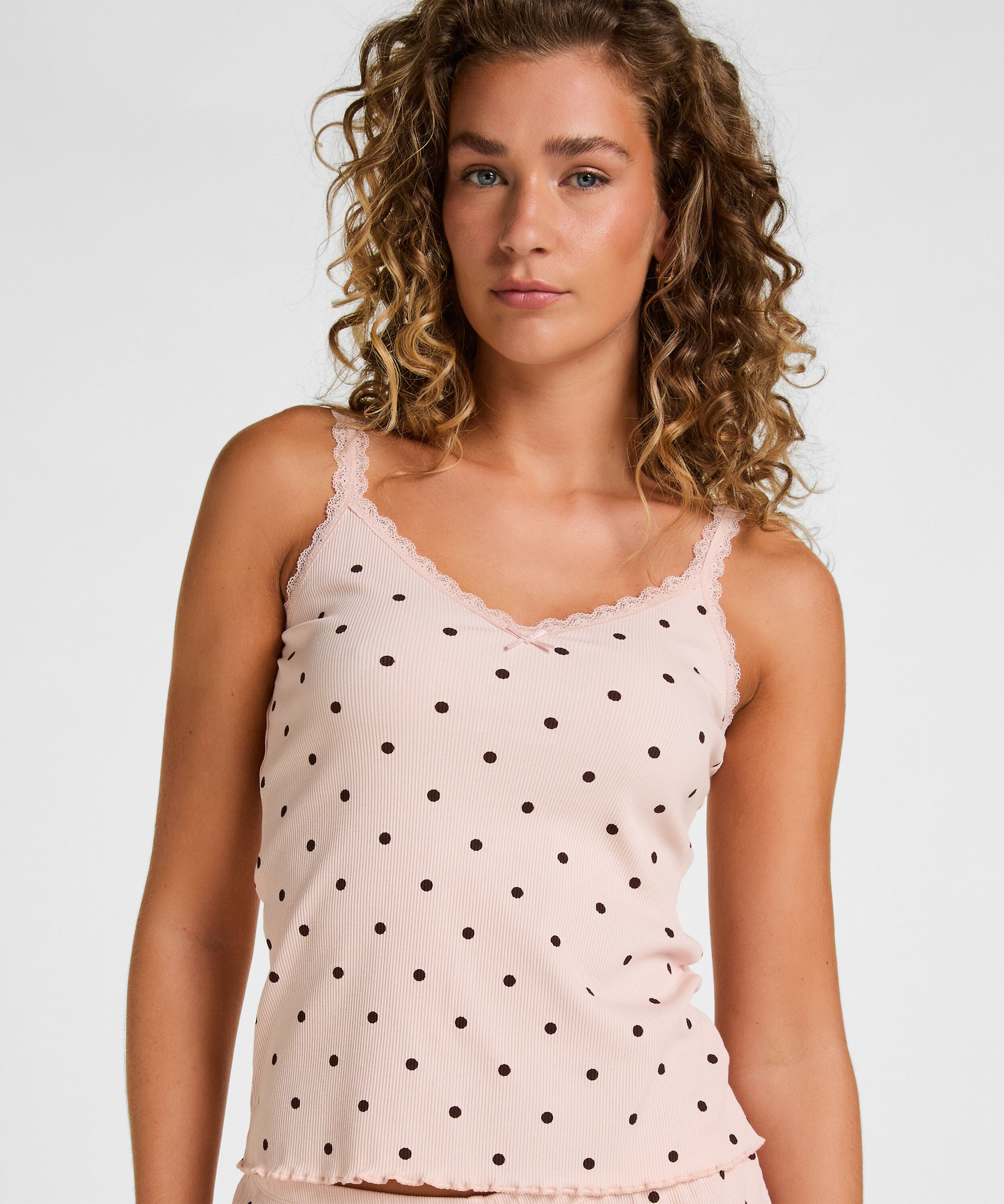 Singlet Rib Jersey Lace, Pink