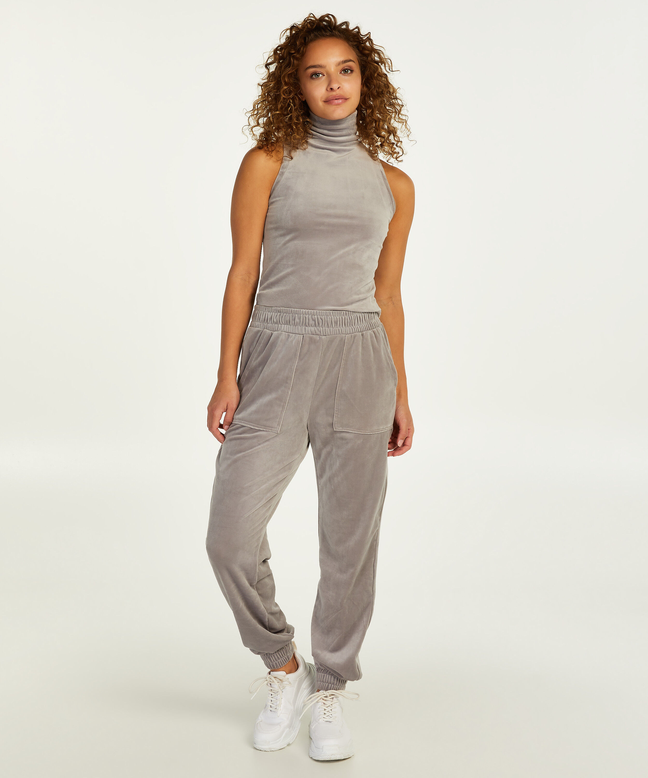 Velour Jogging Bottoms, Gray