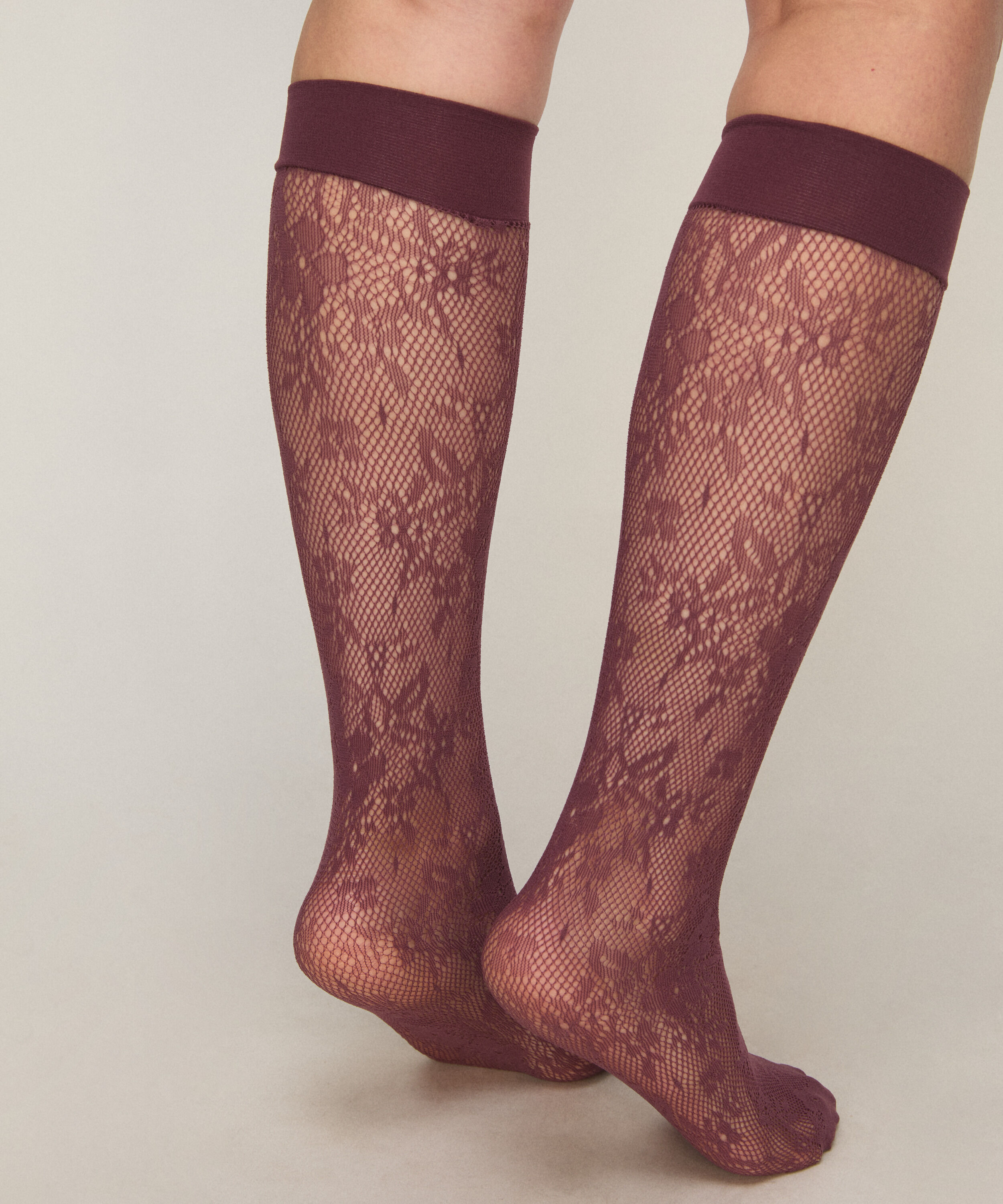 Sheer Socks Lace Fishnet, Purple
