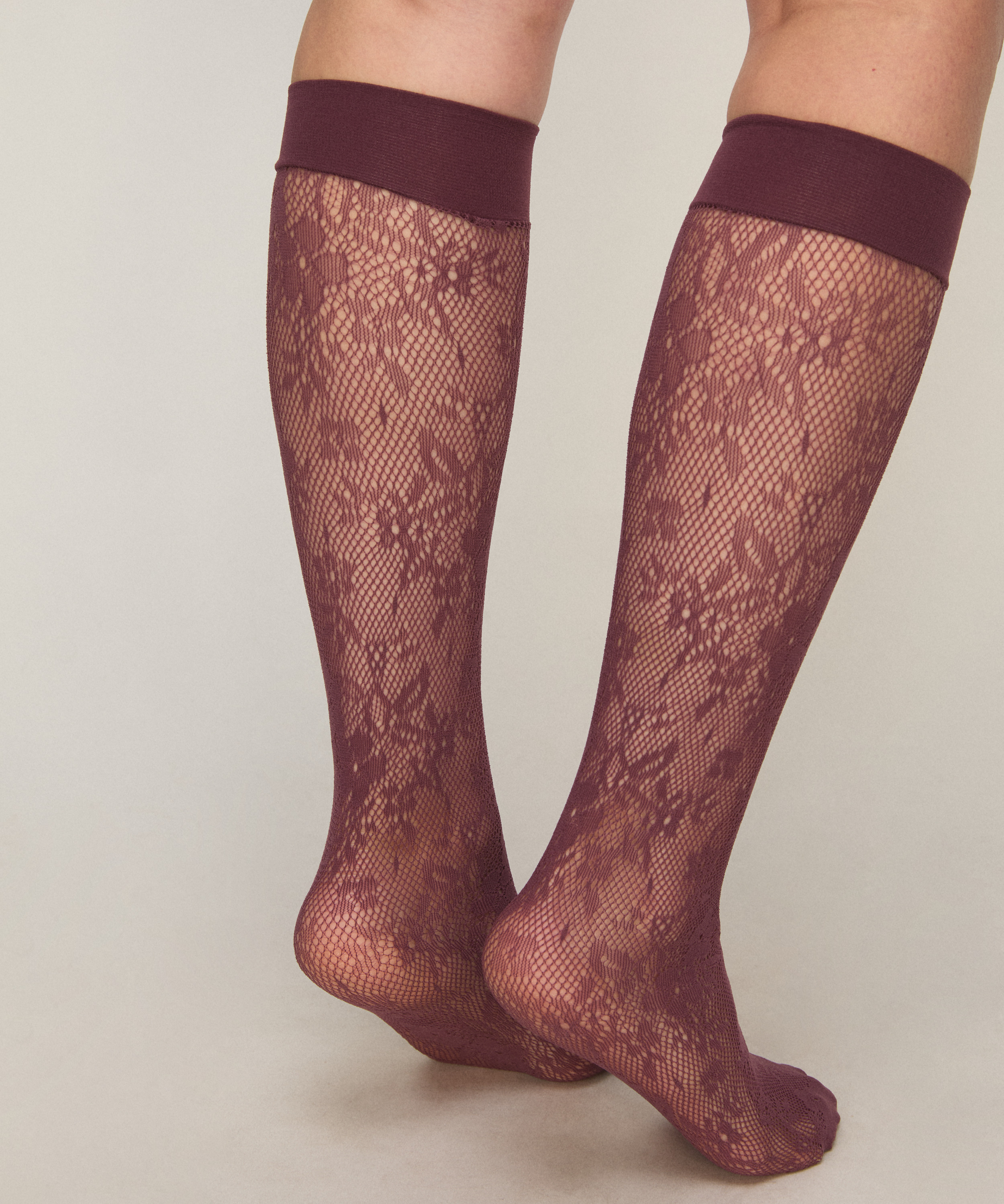 Sheer Socks Lace Fishnet, Purple, main