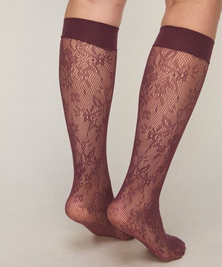 Sheer Socks Lace Fishnet, Purple