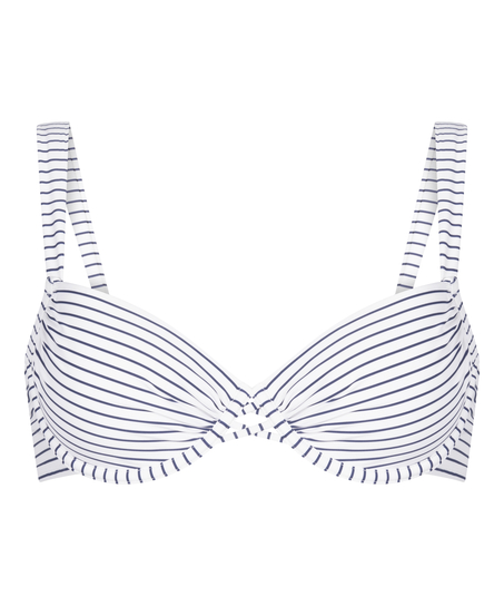 Padded Underwired Bikini Top Stripes, White