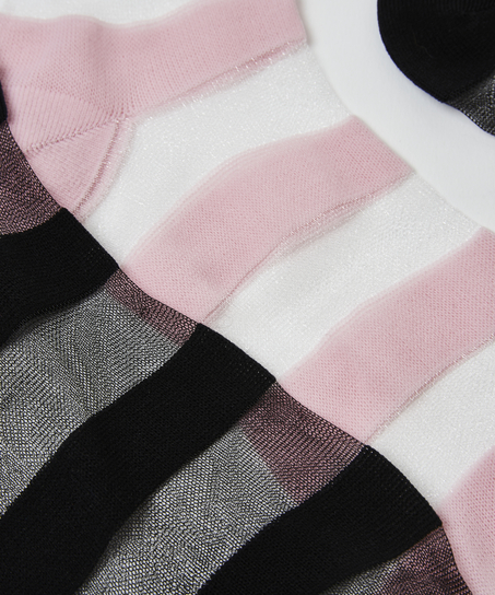 Mesh Striped Socks (2 pairs), Black
