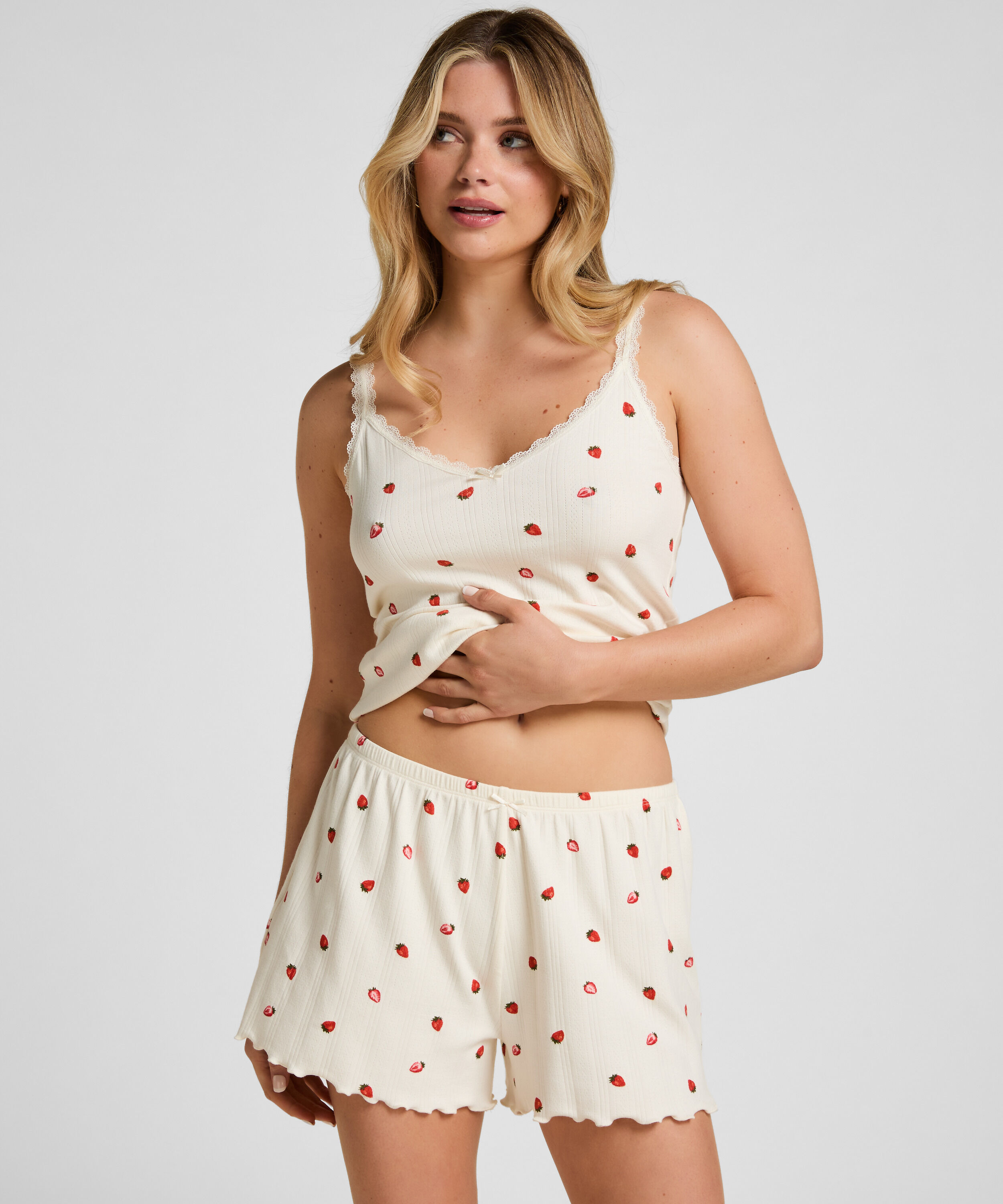 Pyjama Short Pointelle, White
