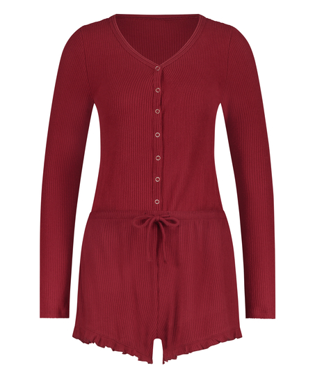 Brushed Short Onesie, Red