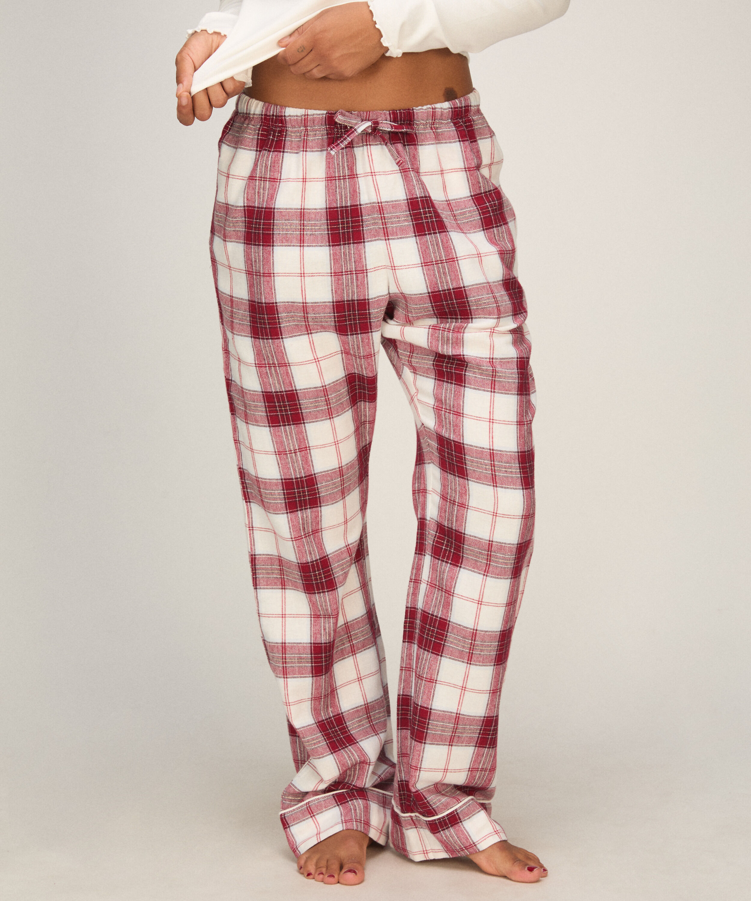 Tall Flannel Pyjama Pants, White