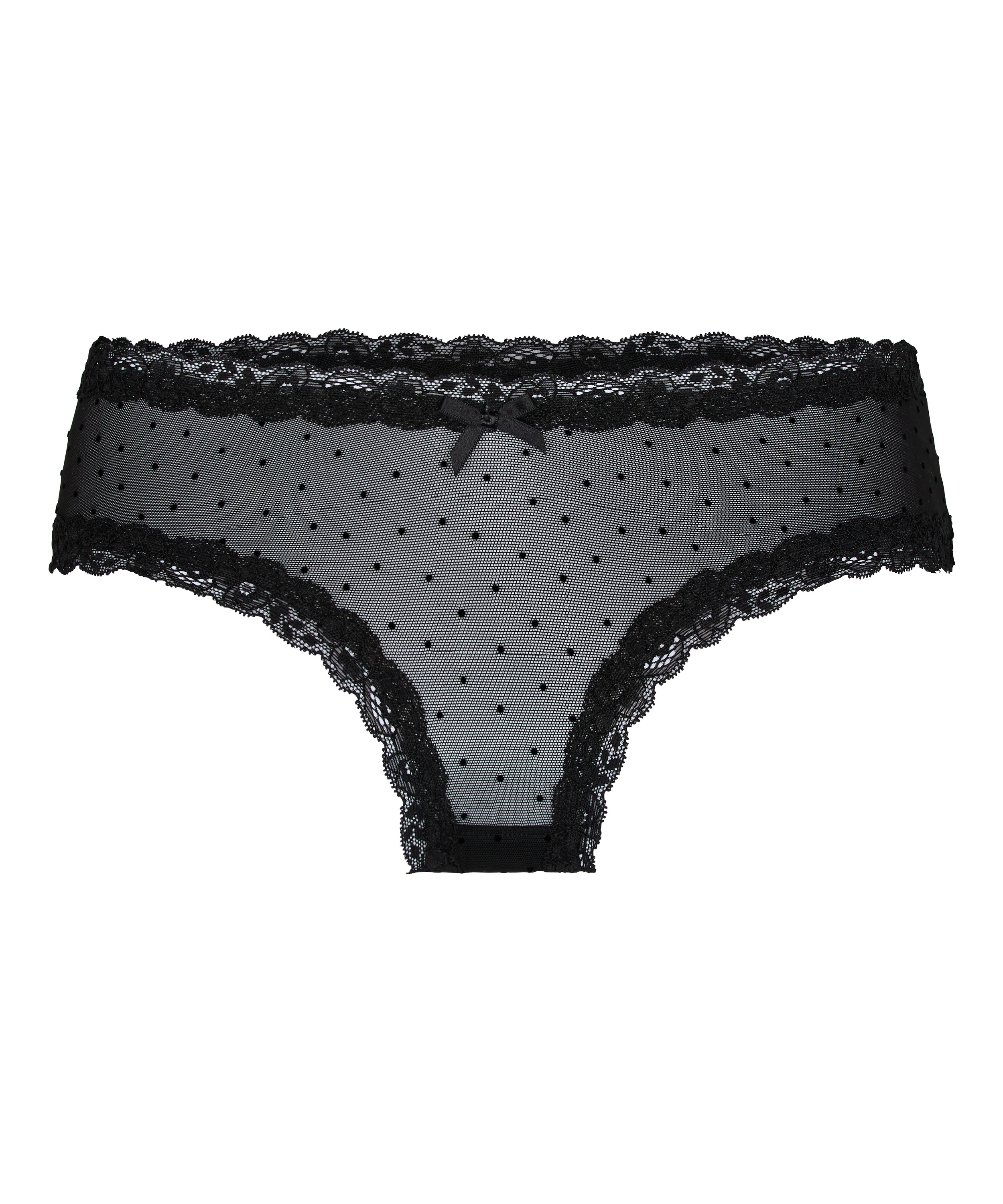 V-shaped Brazilian knickers mesh, Black, main