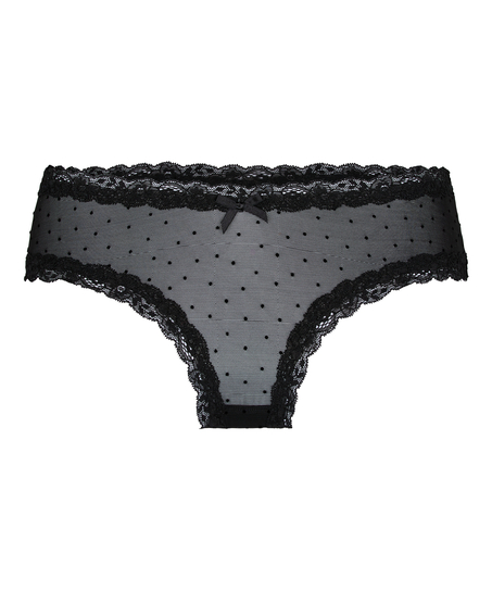 V-shaped Brazilian knickers mesh, Black