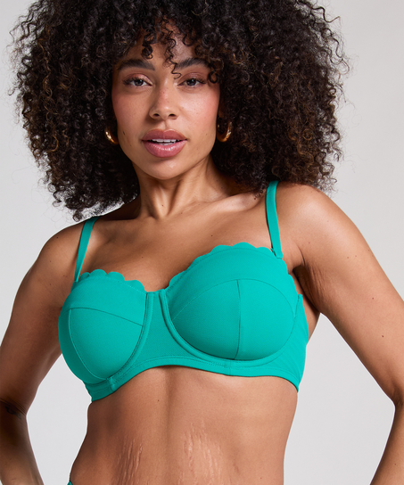 Scallop Padded Strapless Underwired Bikini Top Cup E +, Green