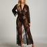 Long Allover Lace Kimono, Black