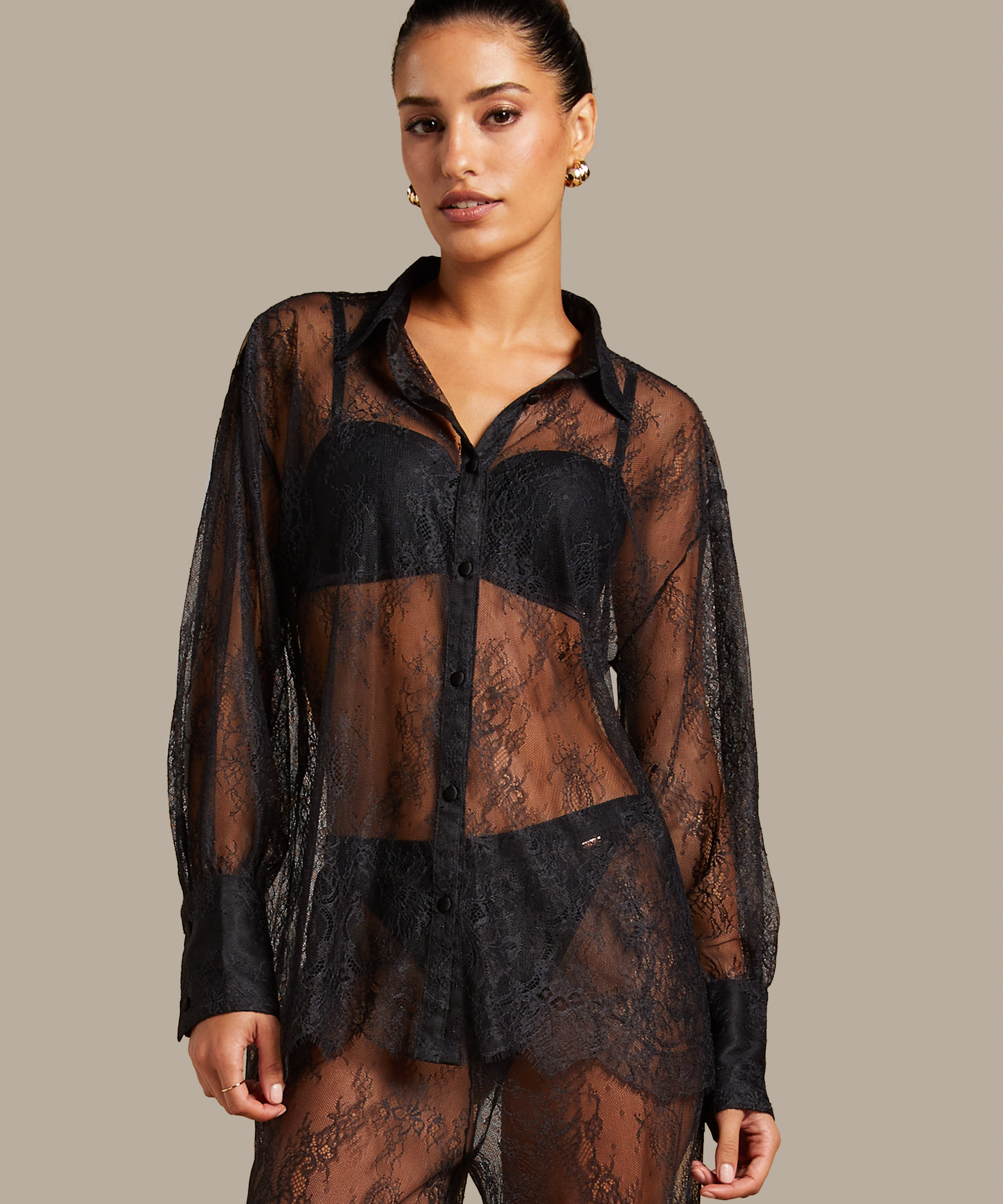 Camille Lace Top, Black, main