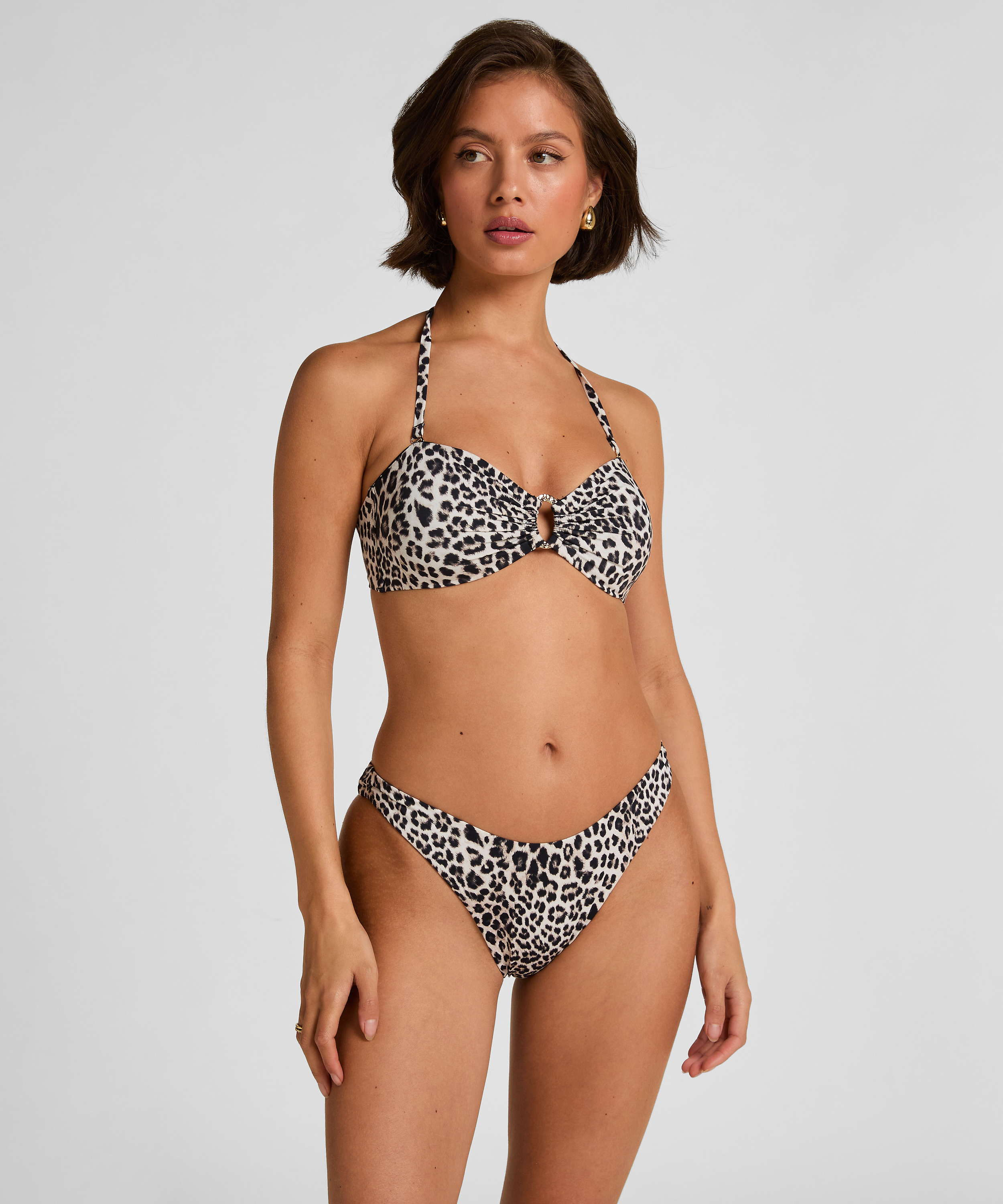 Bandeau Bikini Top Leopard, Black, main