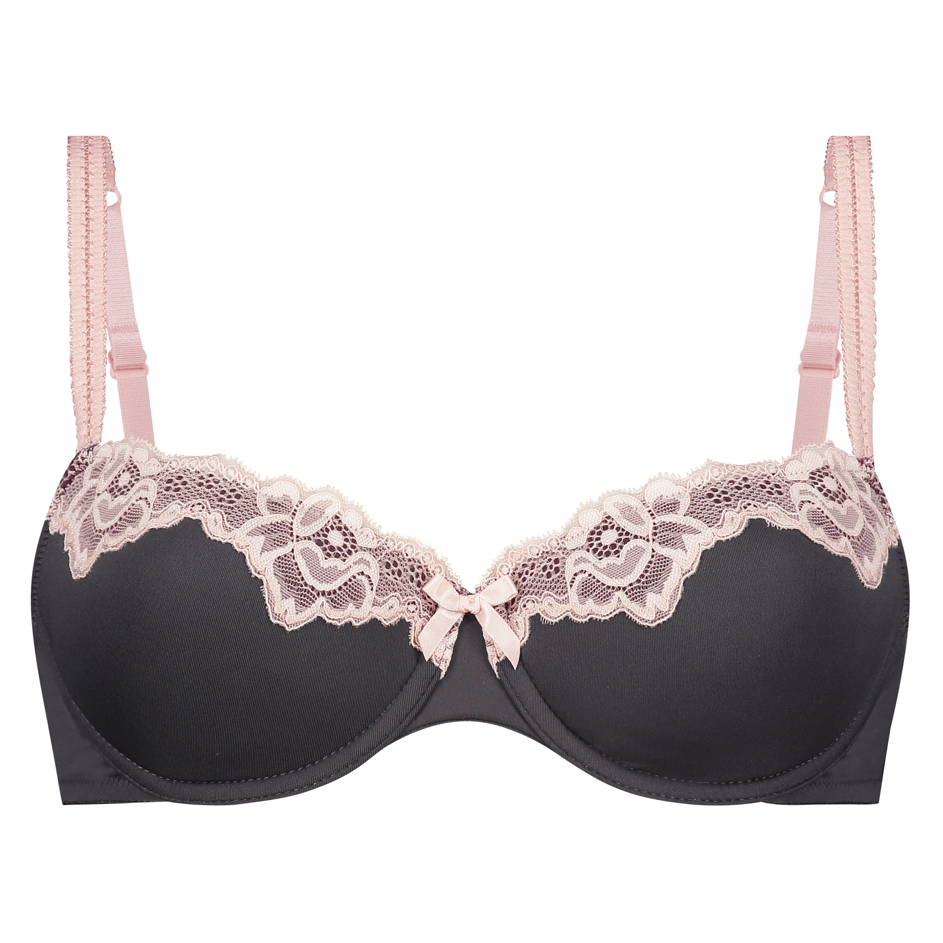 Secret Lace Padded Underwired Bra, Gray, main