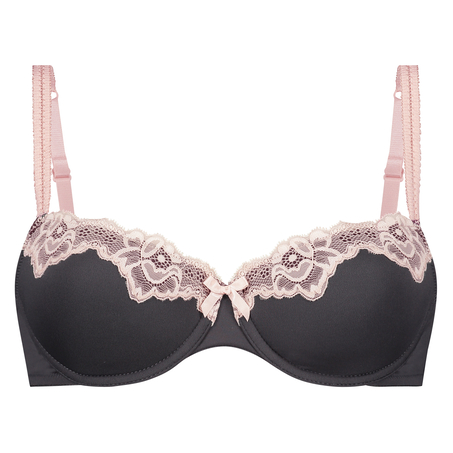 Secret Lace Padded Underwired Bra, Gray