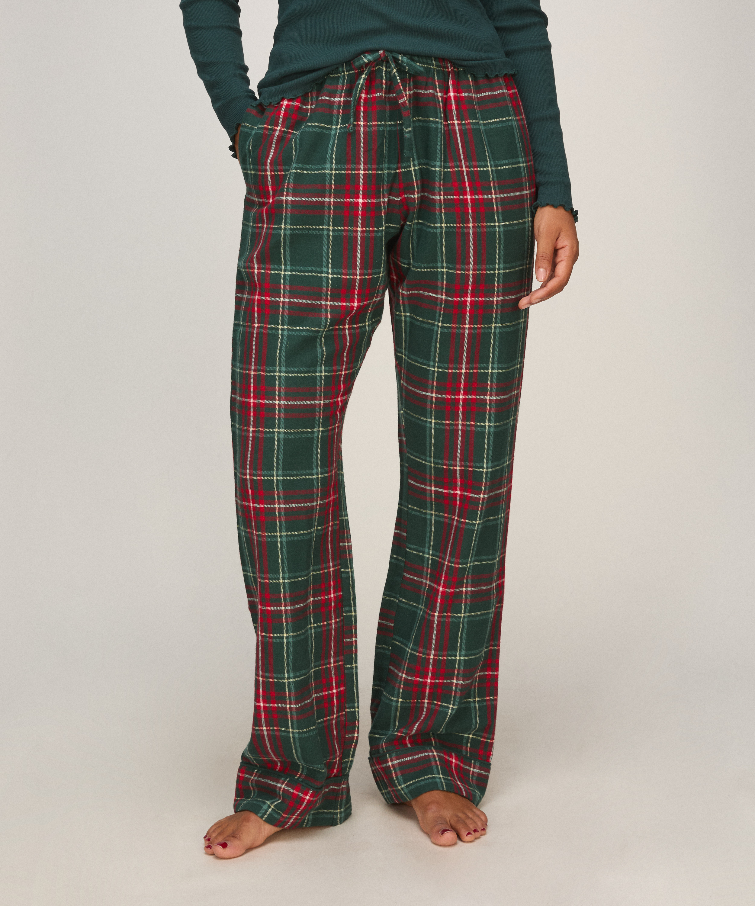 Tall Flannel Pyjama Pants, Green, main