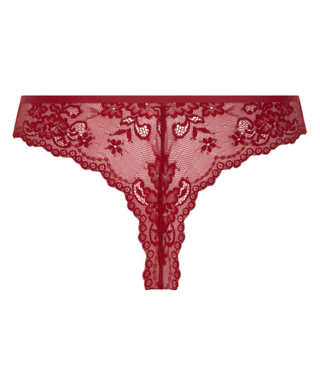Lace Back Invisible Thong, Red